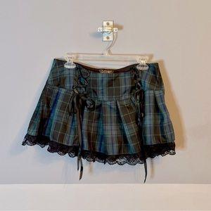 Plaid Lace Up Mini Skirt in Large